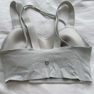 lululemon athletica Light Gray Striped Sports Bra